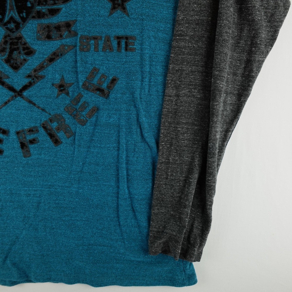 Raw State Shirt Mens XXL Blue Redemption Spell Out Graphic Waffle Thermal Flaws - Picture 4 of 11